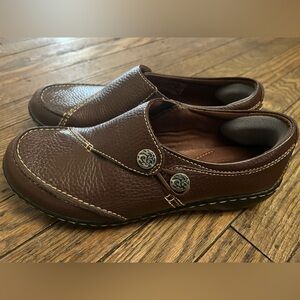 Clarks Bendables Ashland Lane Q Brown Leather Loafer Sz 7.5
